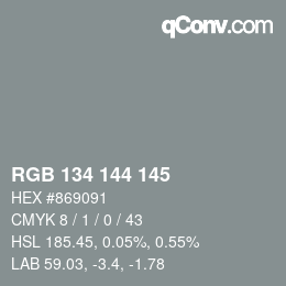 Color code: RGB 134 144 145 | qconv.com