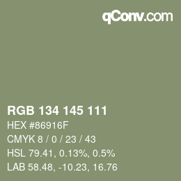 Color code: RGB 134 145 111 | qconv.com