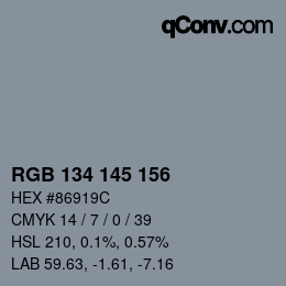 Color code: RGB 134 145 156 | qconv.com