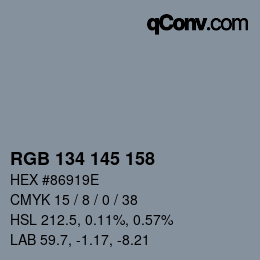 Color code: RGB 134 145 158 | qconv.com