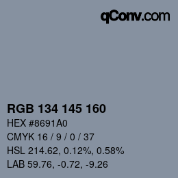 Color code: RGB 134 145 160 | qconv.com