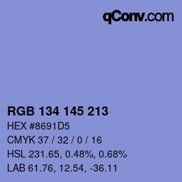 Color code: RGB 134 145 213 | qconv.com