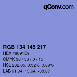 Color code: RGB 134 145 217 | qconv.com