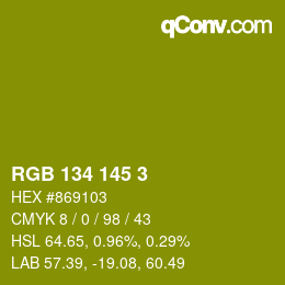 Color code: RGB 134 145 3 | qconv.com