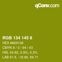 Color code: RGB 134 145 8 | qconv.com