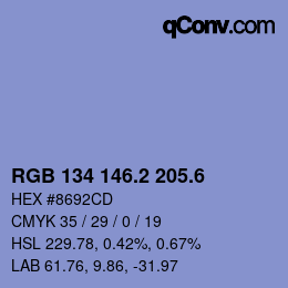 カラーコード: RGB 134 146.2 205.6 | qconv.com