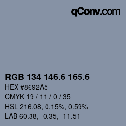 カラーコード: RGB 134 146.6 165.6 | qconv.com