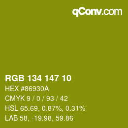 Color code: RGB 134 147 10 | qconv.com