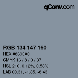 Color code: RGB 134 147 160 | qconv.com