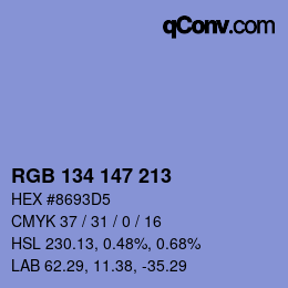 Color code: RGB 134 147 213 | qconv.com