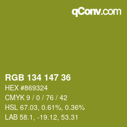 Color code: RGB 134 147 36 | qconv.com