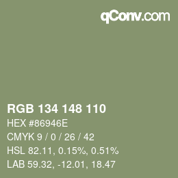 Farbcode: RGB 134 148 110 | qconv.com