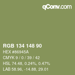 Farbcode: RGB 134 148 90 | qconv.com