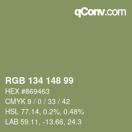カラーコード: RGB 134 148 99 | qconv.com
