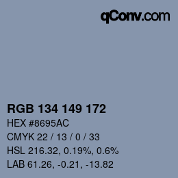 Código de color: RGB 134 149 172 | qconv.com