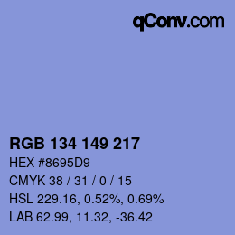 Color code: RGB 134 149 217 | qconv.com