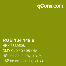 Color code: RGB 134 149 8 | qconv.com