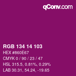 Color code: RGB 134 14 103 | qconv.com