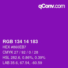 Color code: RGB 134 14 183 | qconv.com