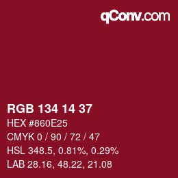 Color code: RGB 134 14 37 | qconv.com