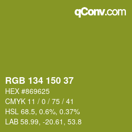 Color code: RGB 134 150 37 | qconv.com