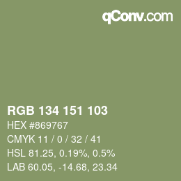 Color code: RGB 134 151 103 | qconv.com