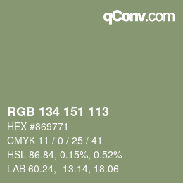 Color code: RGB 134 151 113 | qconv.com