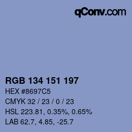 Color code: RGB 134 151 197 | qconv.com