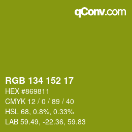 Color code: RGB 134 152 17 | qconv.com