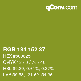 Color code: RGB 134 152 37 | qconv.com