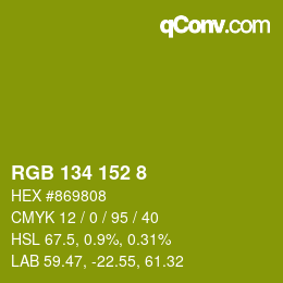 Color code: RGB 134 152 8 | qconv.com