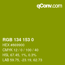 Color code: RGB 134 153 0 | qconv.com