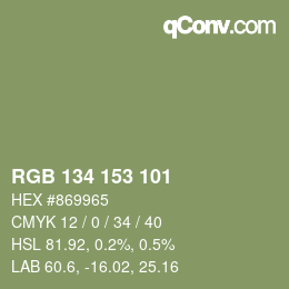 Color code: RGB 134 153 101 | qconv.com