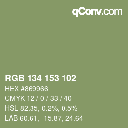 Farbcode: RGB 134 153 102 | qconv.com