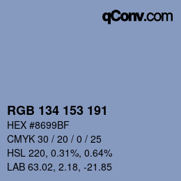 Color code: RGB 134 153 191 | qconv.com