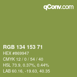 Código de color: RGB 134 153 71 | qconv.com