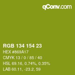 Color code: RGB 134 154 23 | qconv.com