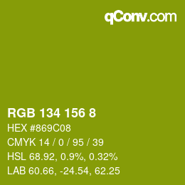 Color code: RGB 134 156 8 | qconv.com