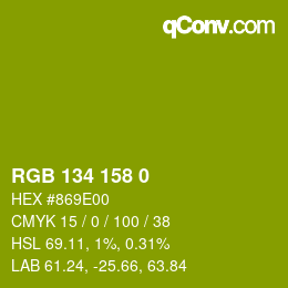 カラーコード: RGB 134 158 0 | qconv.com