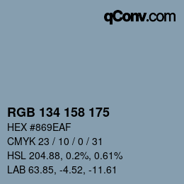 Color code: RGB 134 158 175 | qconv.com