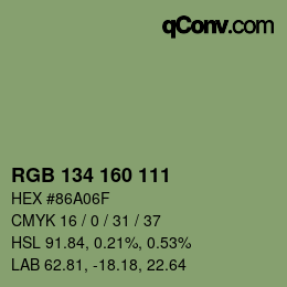 Color code: RGB 134 160 111 | qconv.com