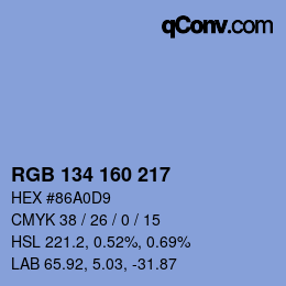 Color code: RGB 134 160 217 | qconv.com
