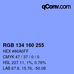 Color code: RGB 134 160 255 | qconv.com