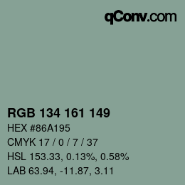 Color code: RGB 134 161 149 | qconv.com