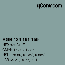 Color code: RGB 134 161 159 | qconv.com