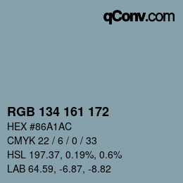Color code: RGB 134 161 172 | qconv.com