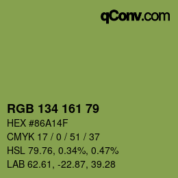 Farbcode: RGB 134 161 79 | qconv.com