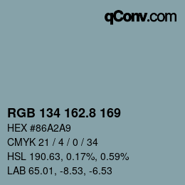 Color code: RGB 134 162.8 169 | qconv.com