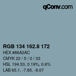 Color code: RGB 134 162.8 172 | qconv.com