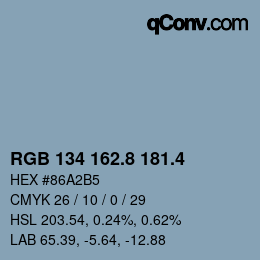 カラーコード: RGB 134 162.8 181.4 | qconv.com